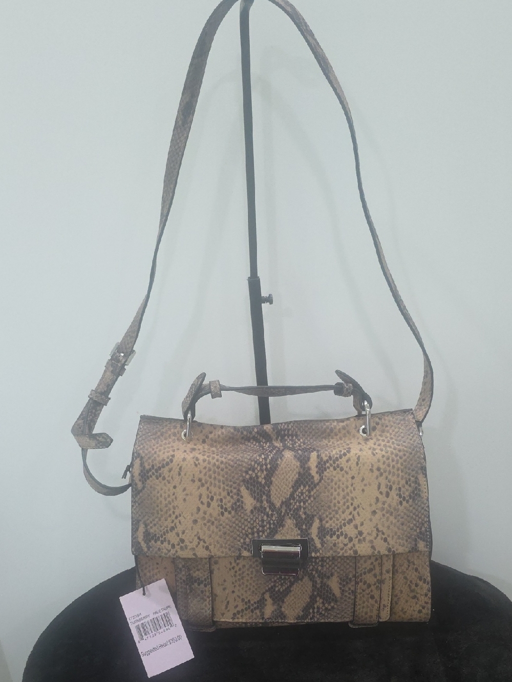 Ivanka Trump Python-Print Satchel Crossbody in Tan Python Print